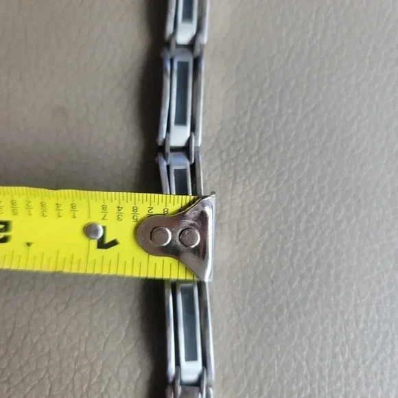 RSC Mens Stainless Steel Black Insert Golf Bracelet Bangle Wristband Chain 8.5" - Picture 6 of 9